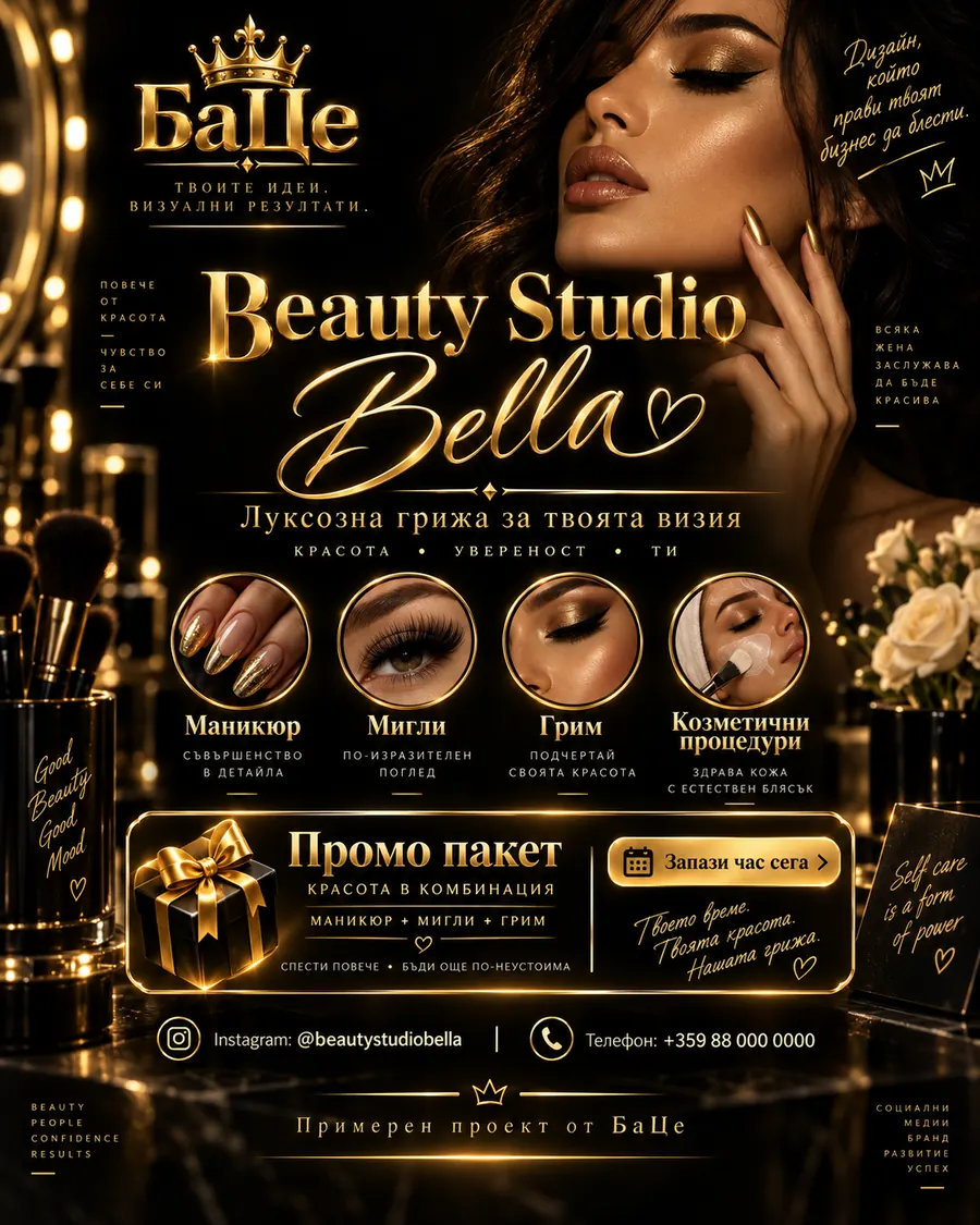 Примерен рекламен дизайн за Beauty Studio